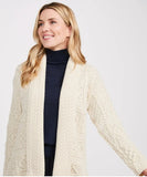 Aran Woolen Mills Liffey Ladies Aran Shawl Cardigan Cream Med