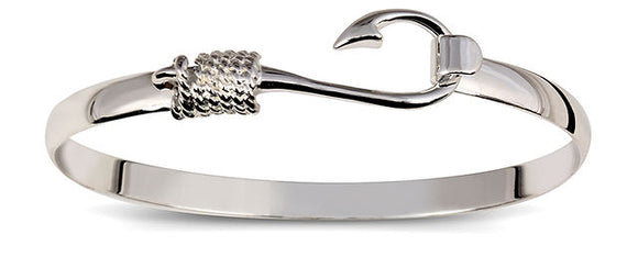 D'Amico Large Sterling Silver Fish Hook Bangle