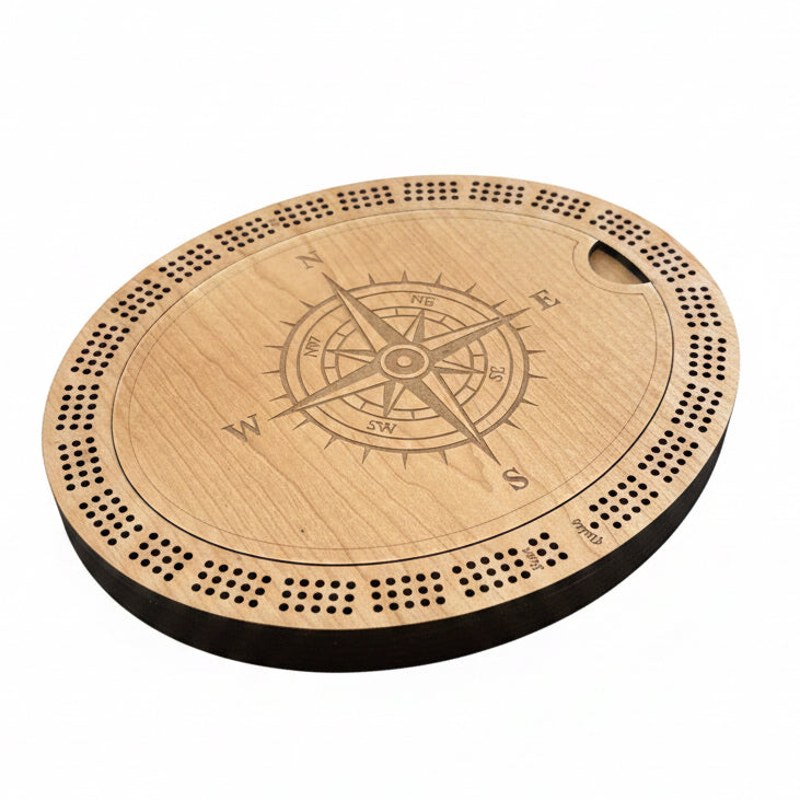 Bees Boards Oval 3 Track Cribbage Board Compass