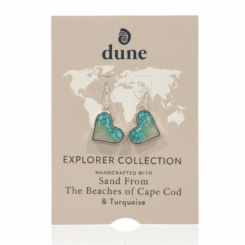 Dune Explorer Heart Drop Earrings Turquoise Gradient