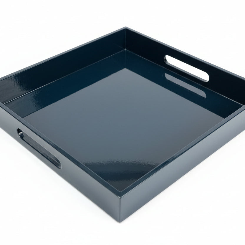Classic Bamboo Navy Medium Square Serving Tray
