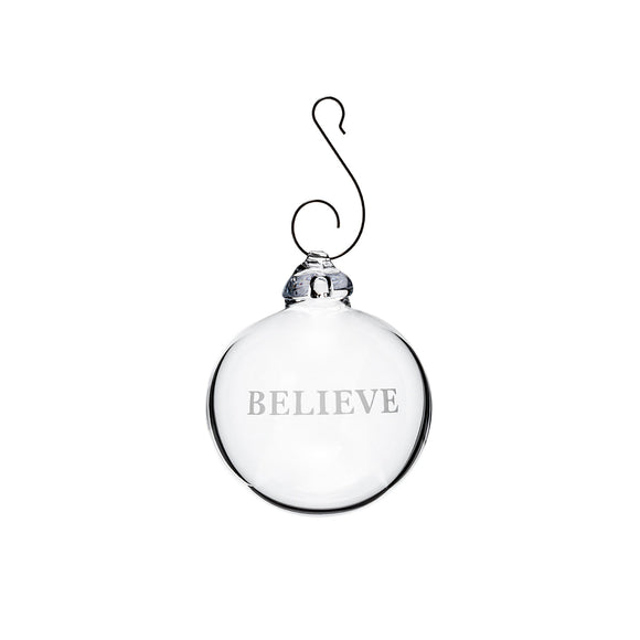 Simon Pearce Believe Ornament in Gift Box