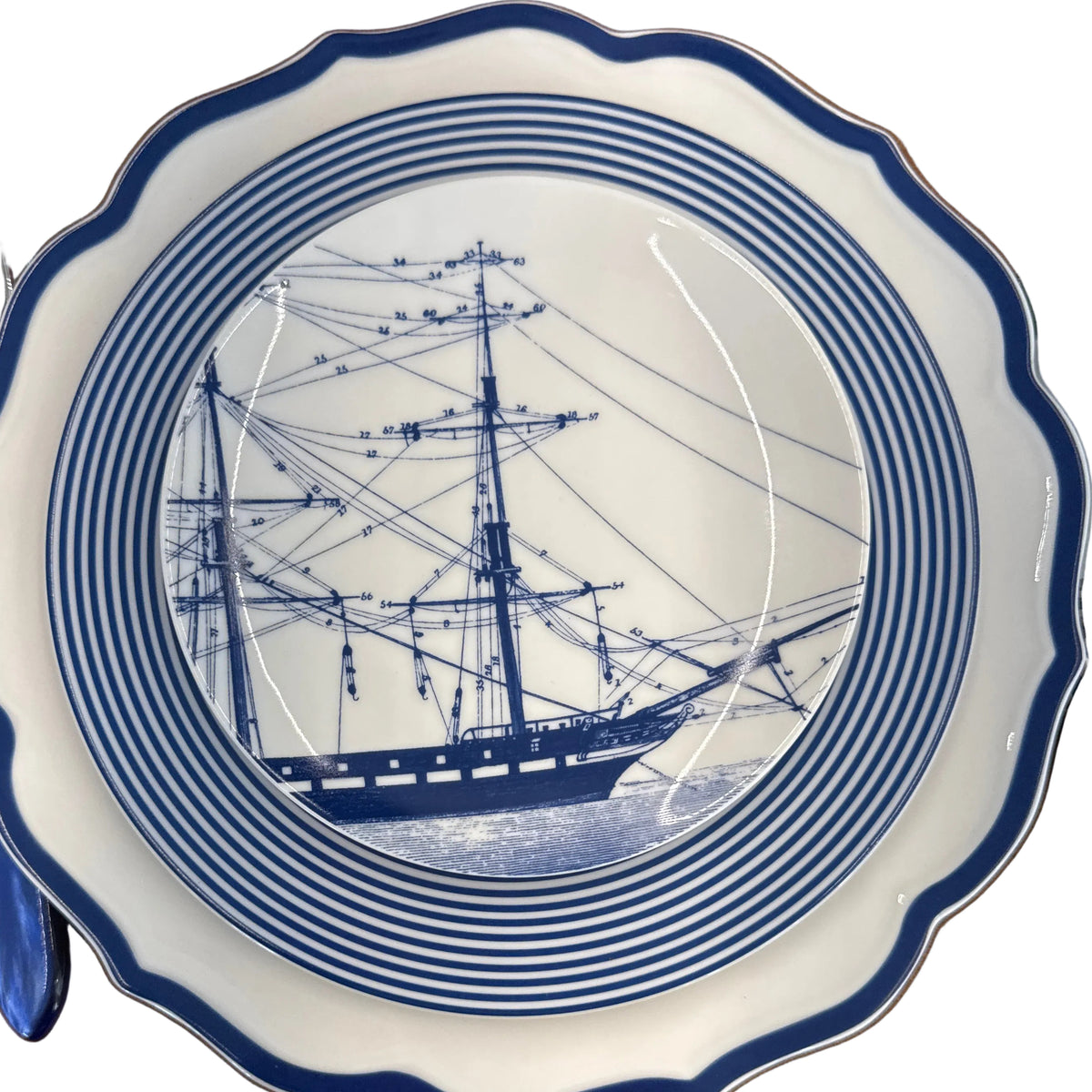 Newport Racing Stripe Rimmed Salad Plate