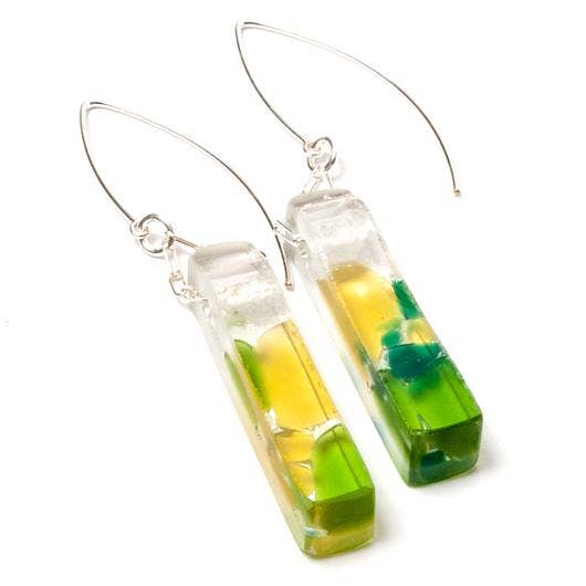 Smart Glass Mosaic Wine Stiletto Earrings