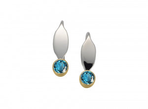 Ed Levin Sterling Silver &14k La Petite with Blue Topaz Earrings