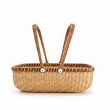 Nantucket Basketworks Rectangle Basket w/ 2 Handles Ivory Compass Rose  #175 (C)
