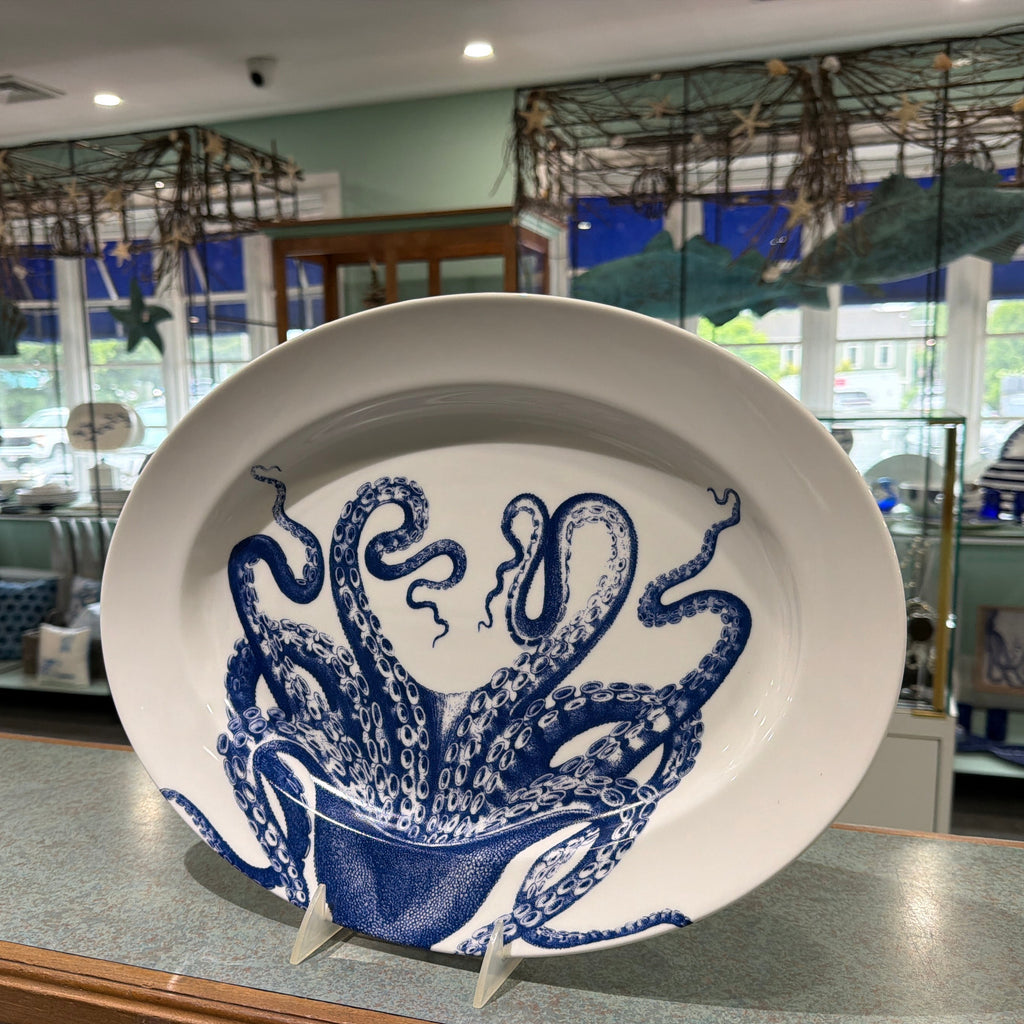 Caskata Lucy the Octopus Lg Oval Rimmed Platter