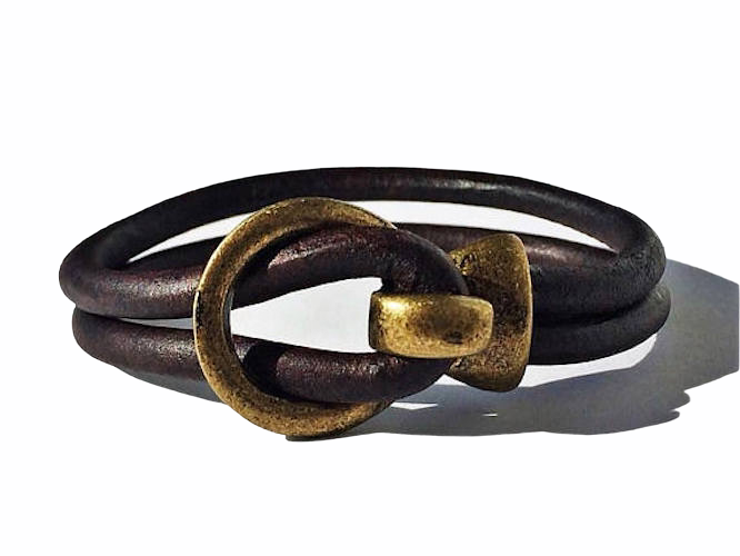 Brass Buckle Leather Bracelet