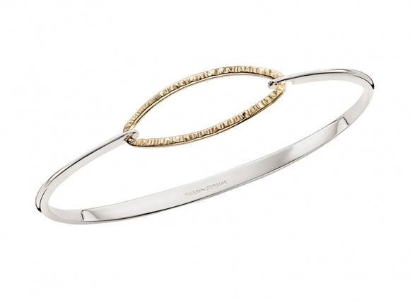 Ed Levin Sterling Silver and Textured 14K Oval Bracelet