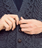 Aran Woolen Mills Claire Island Mens Aran Cardigan Charcoal Lg