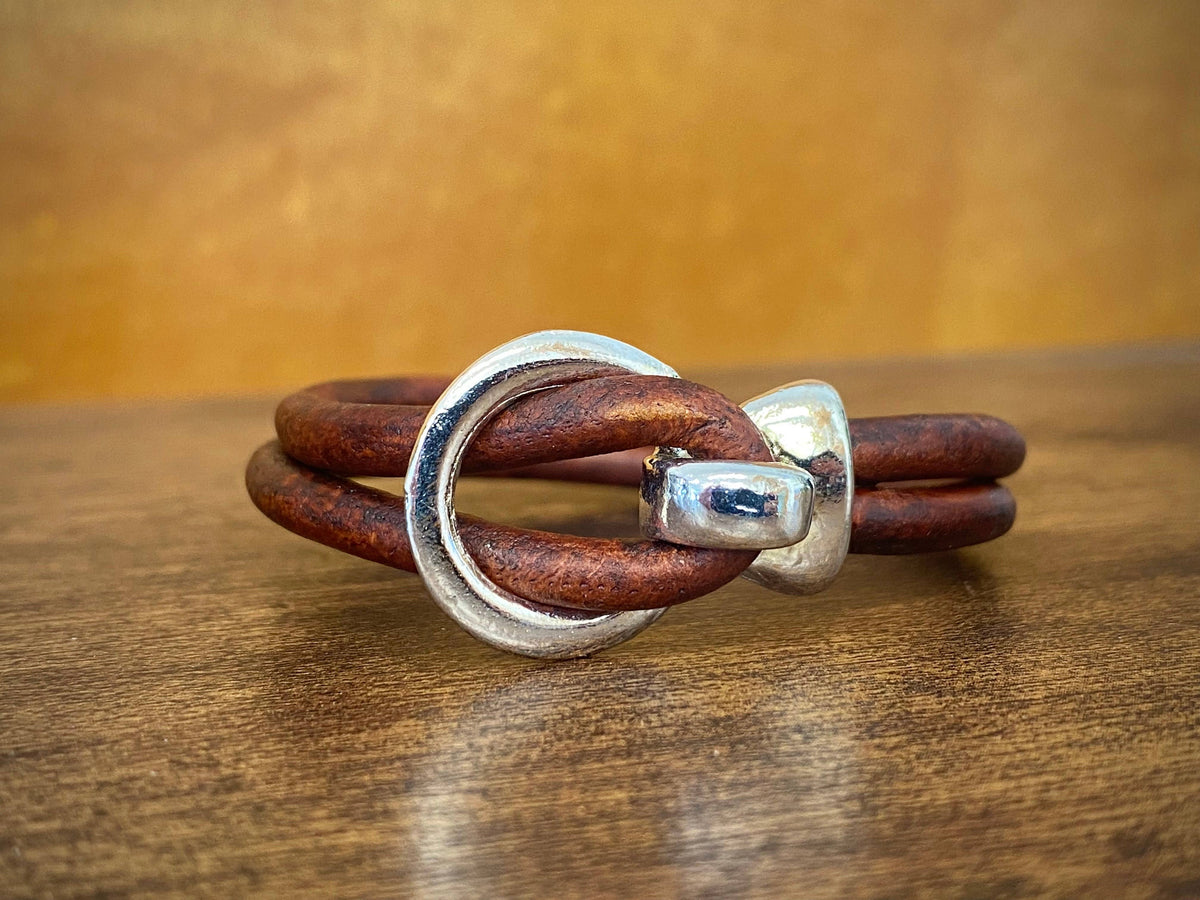 Silver Buckle Leather Bracelet