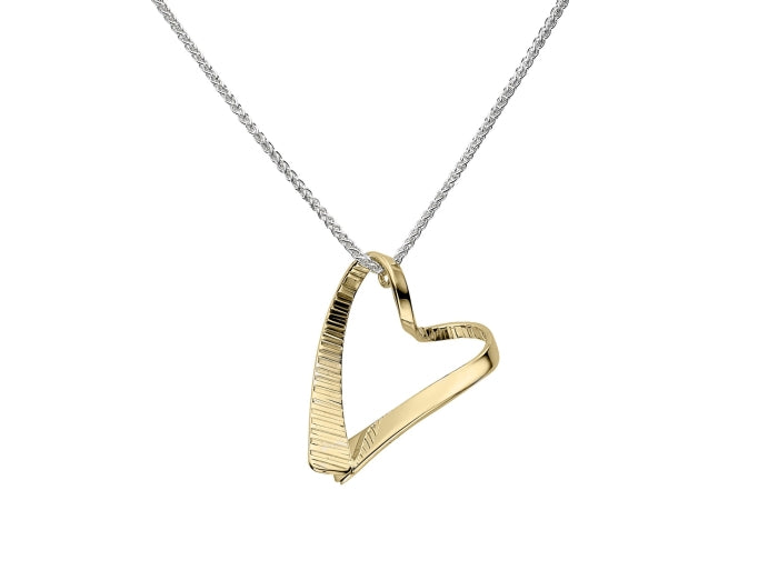 Ed Levin 14K Gold Cherish Pendant on Sterling Silver Chain