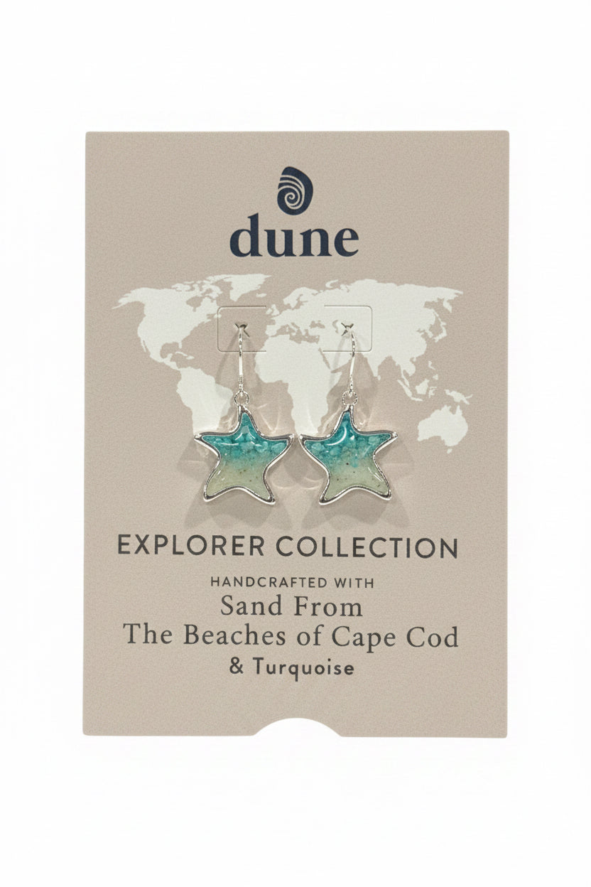 Dune Explorer Starfish Earrings Silver Turquoise Gradient