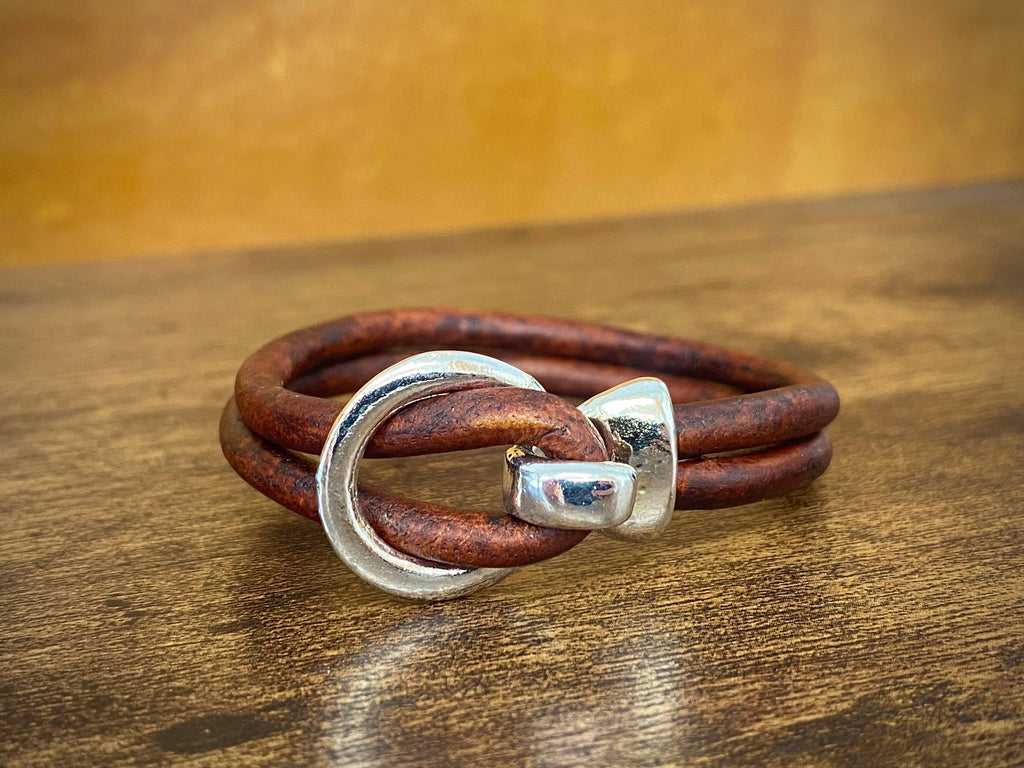 Silver Buckle Leather Bracelet