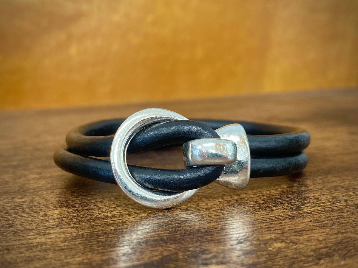 Silver Buckle Leather Bracelet