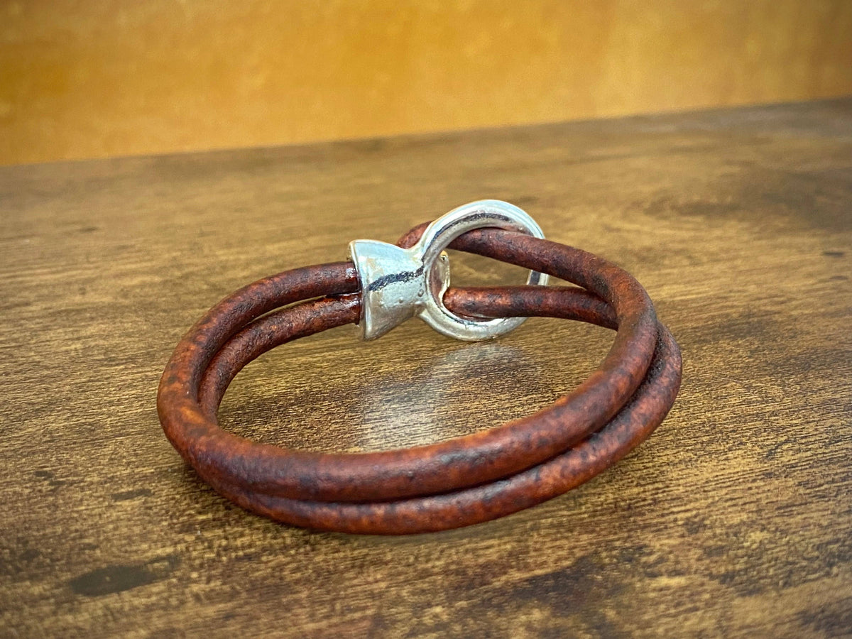 Silver Buckle Leather Bracelet