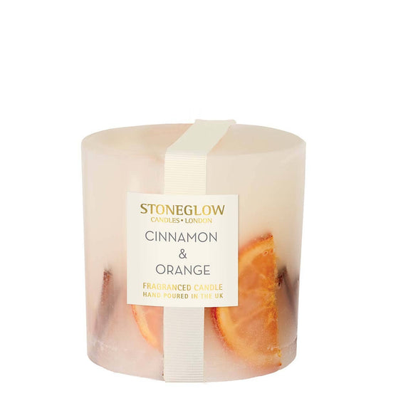 StoneGlow Cinnamon & Orange Fat Pillar Candle