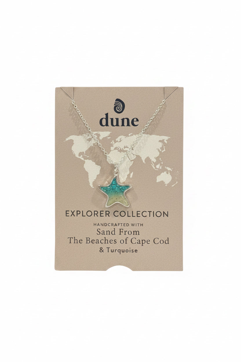 Dune Explorer Starfish Necklace Silver Turquoise Gradient