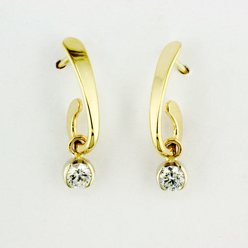 Tom Kruskal Drop Hoop Gold Earrings