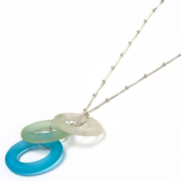 Smart Glass Seaglass Style Aqua Chandelier Necklace