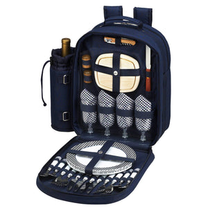 Picnic at Ascot Navy Picnic Backpack for Four