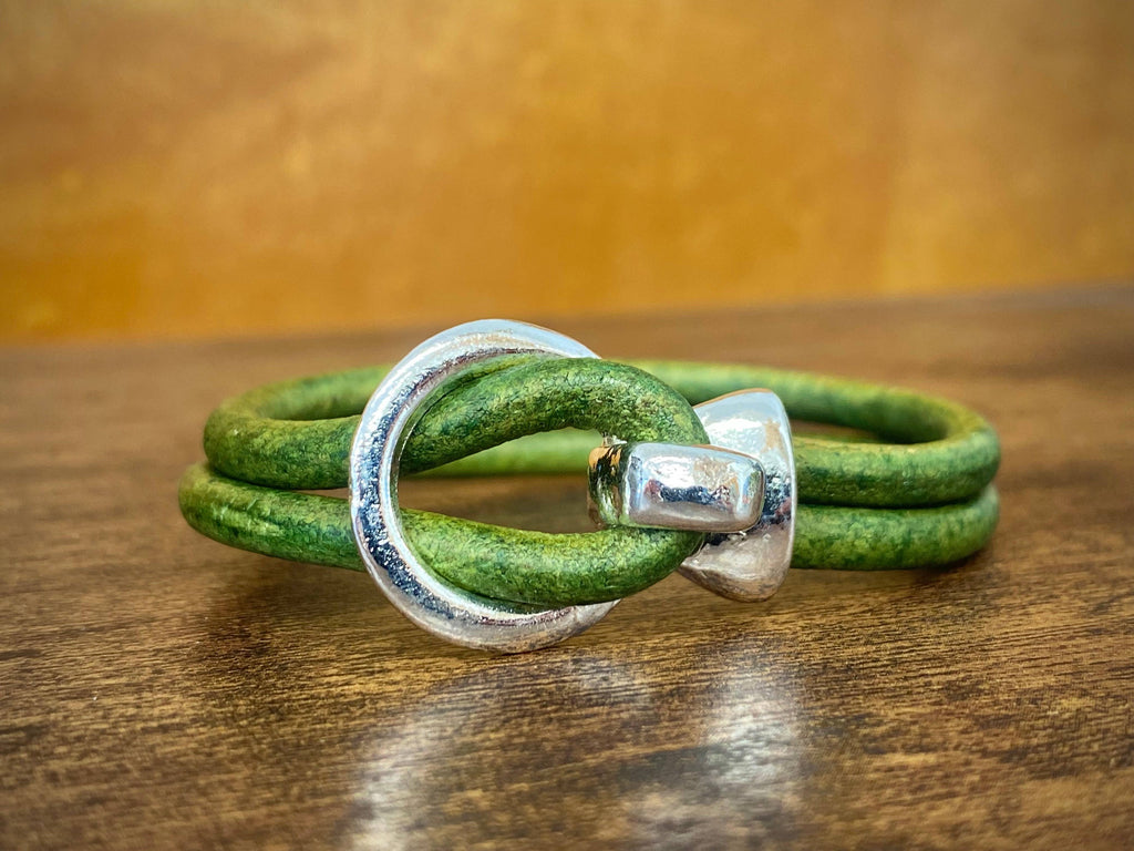 Silver Buckle Leather Bracelet