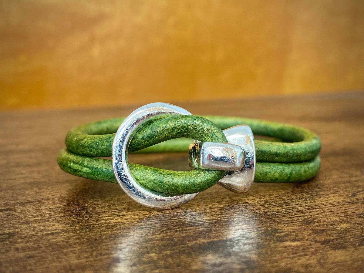 Silver Buckle Leather Bracelet