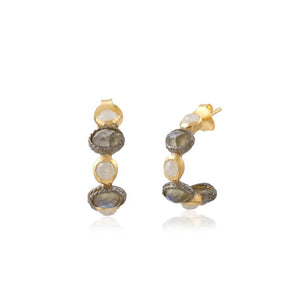 Manjusha Rainbow Labradorite Two Tone Hoop.
