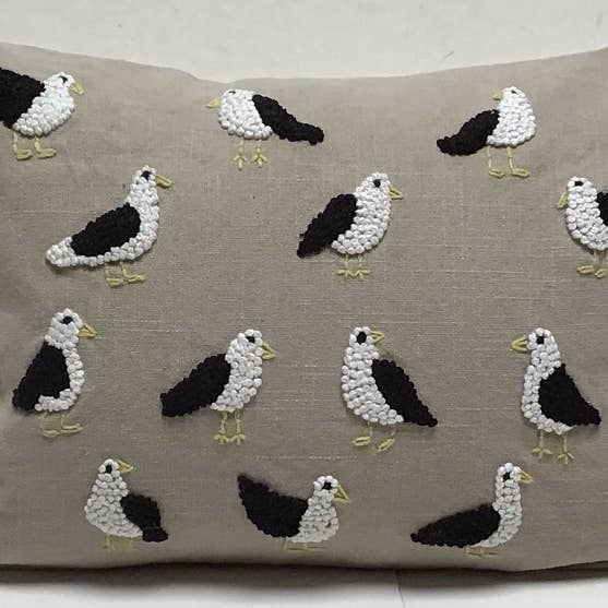 Natural Habitat Appliquéd Seagulls Pillow