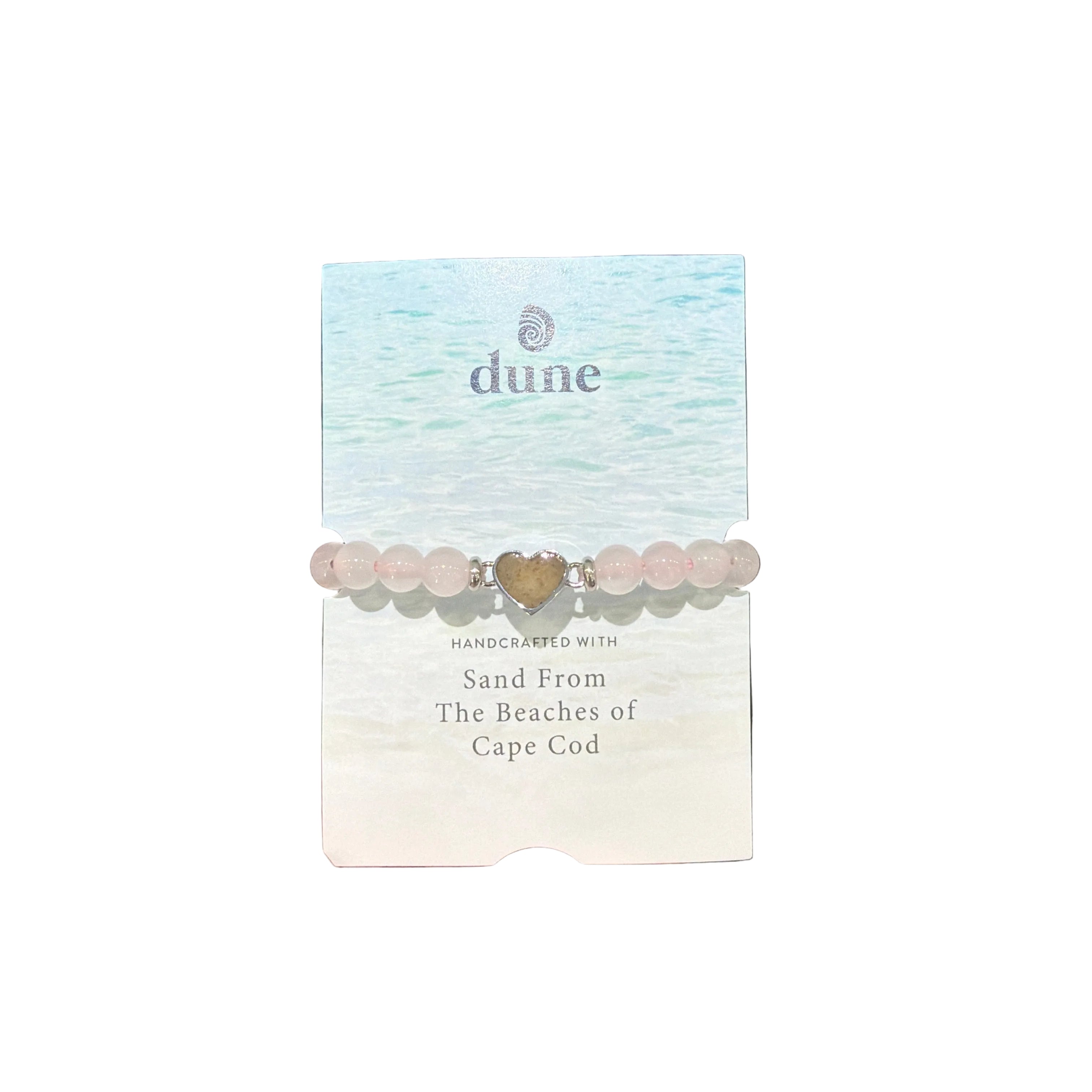 Dune Beaded Adjustable Heart Bracelet - Rose Quartz
