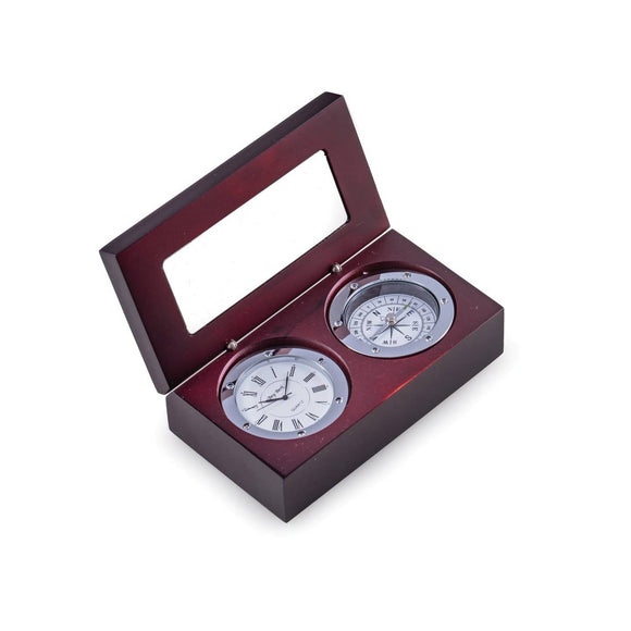 BeyBerk Mahogany Compass and Clock