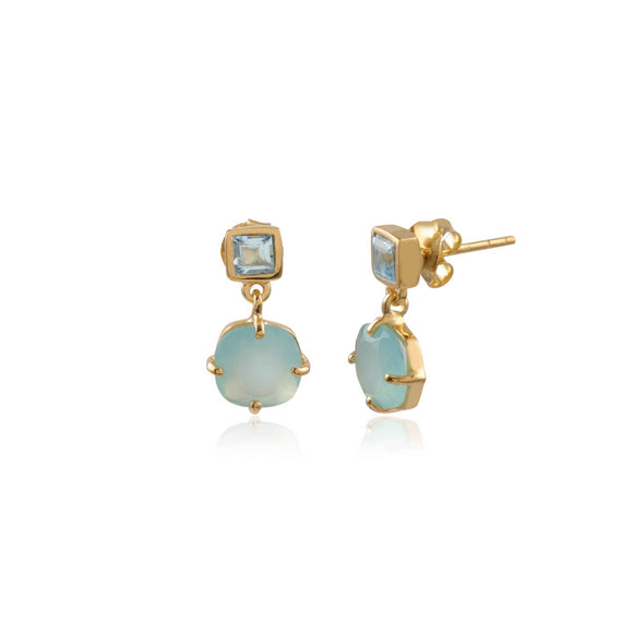 Manjusha Aqua Chalcedony Blue Topaz Earring
