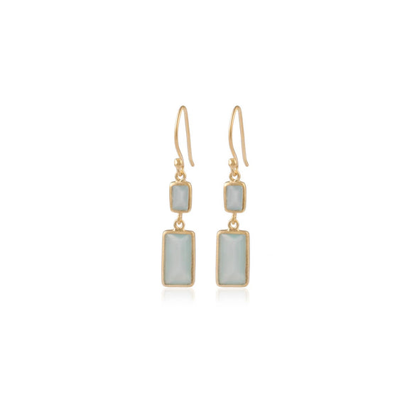 Manjusha Aqua Chalcedony Rectangular Earrings