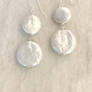 Pearly Girls Double Coin Drop Earrings