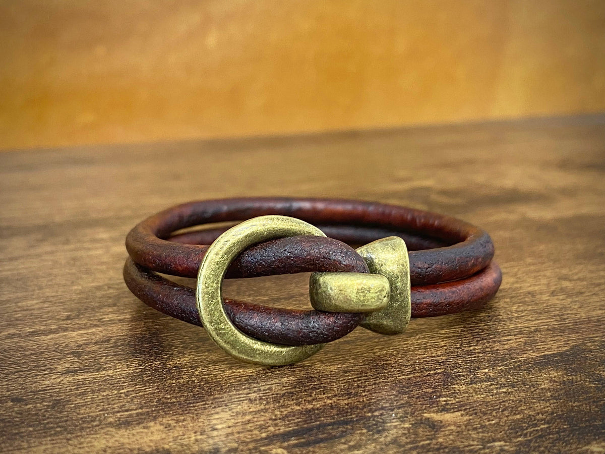 Brass Buckle Leather Bracelet