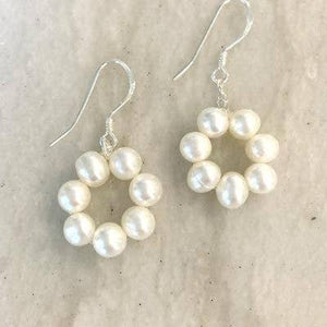 Pearly Girls Small Round Pearl Hoops