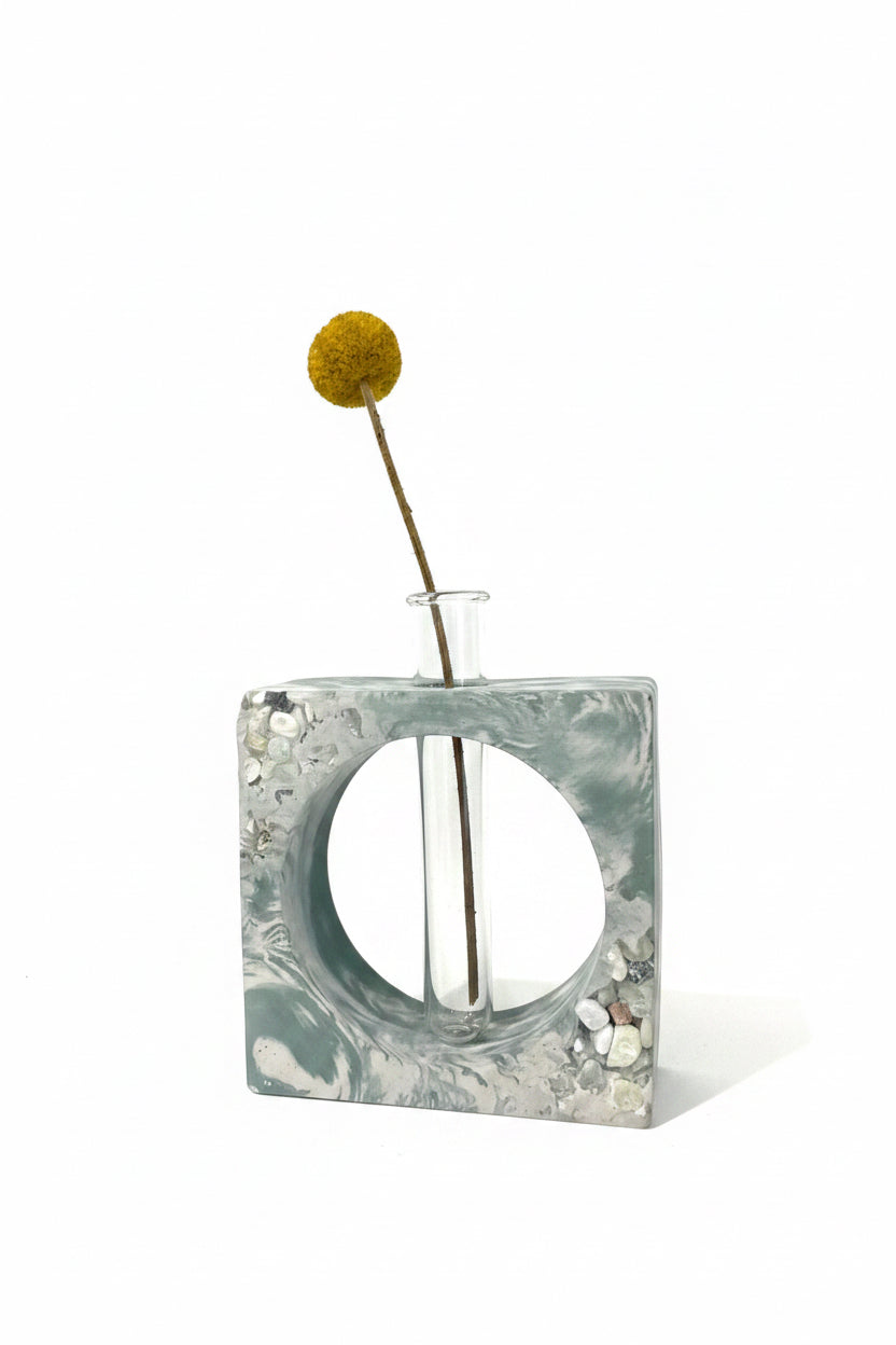 Square bud vase - dark green
