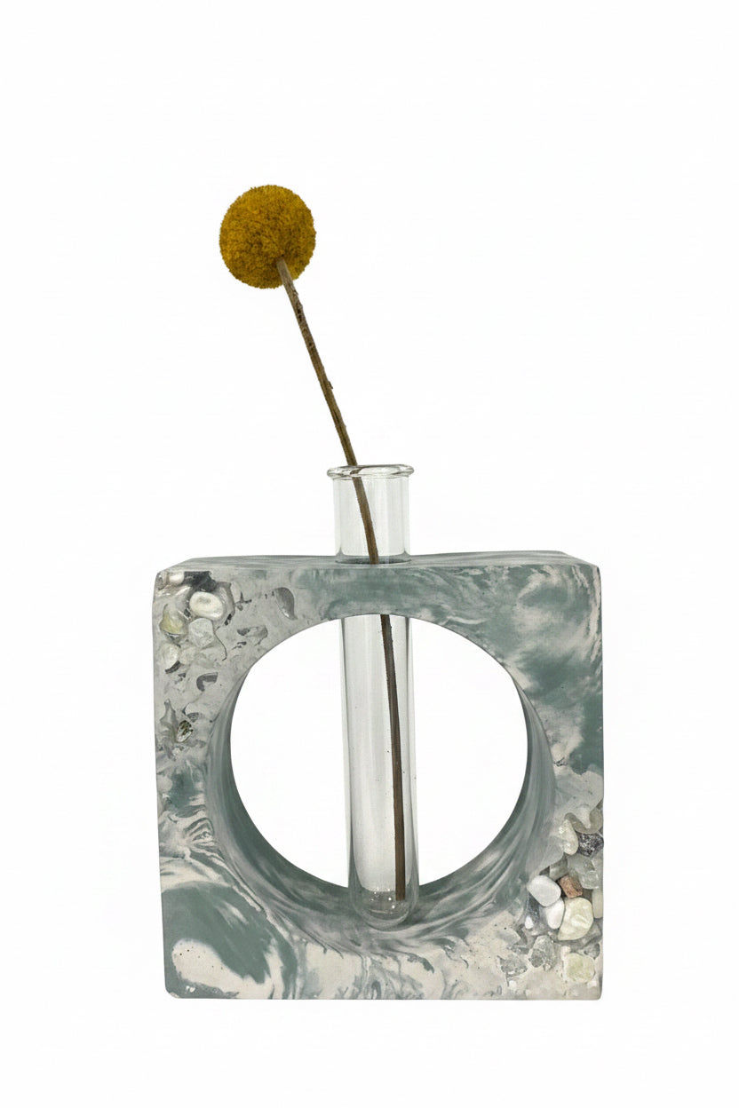 Square bud vase - light green