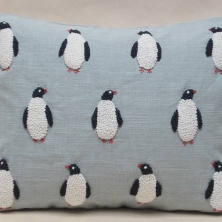 Natural Habitat Appliquéd Penguins Pillow
