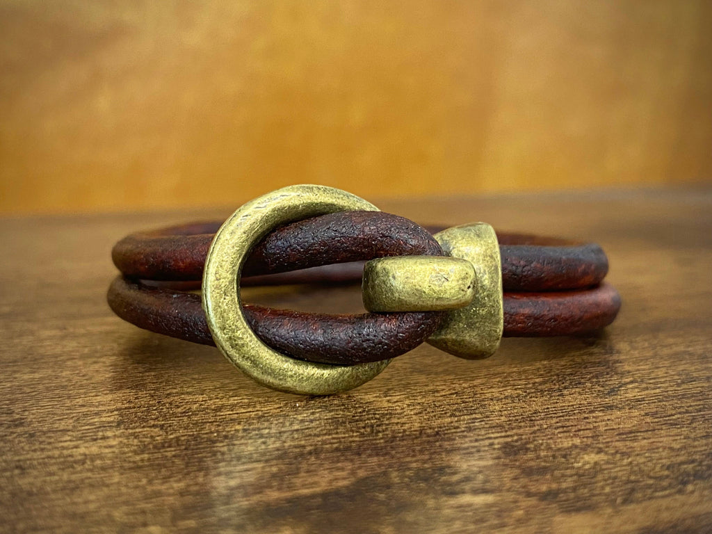 Brass Buckle Leather Bracelet