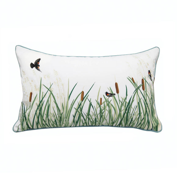 Rightside Design Red Winged Blackbird & Saltmarsh Pillow