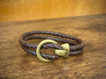 MR Braided Brass Buckle Bracelet Brown Medium