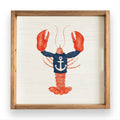 Wooden Serving Tray Blue Striped Watercolor Lobster