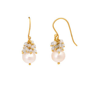 Manjusha Pearl with Aquamarine Bead Earrings