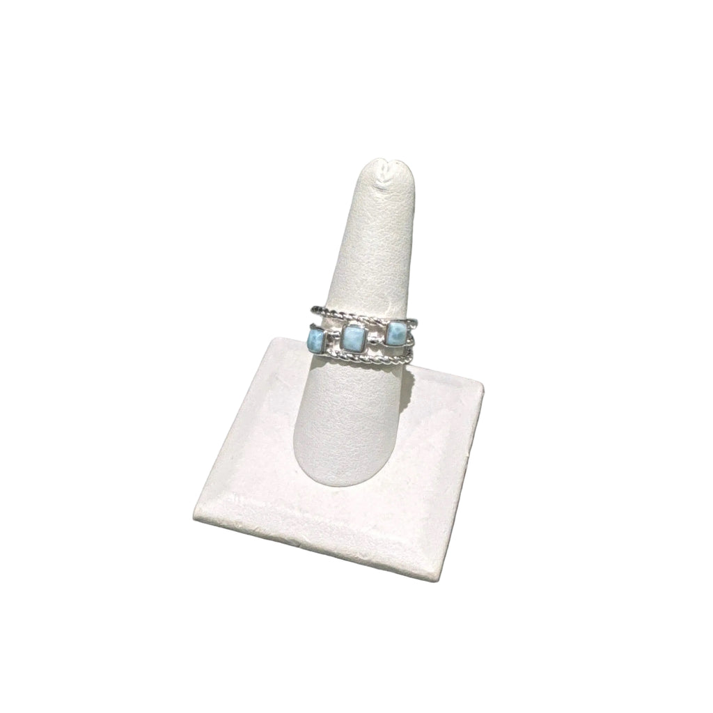 Dune Square Boho Ring Larimar Sz 8