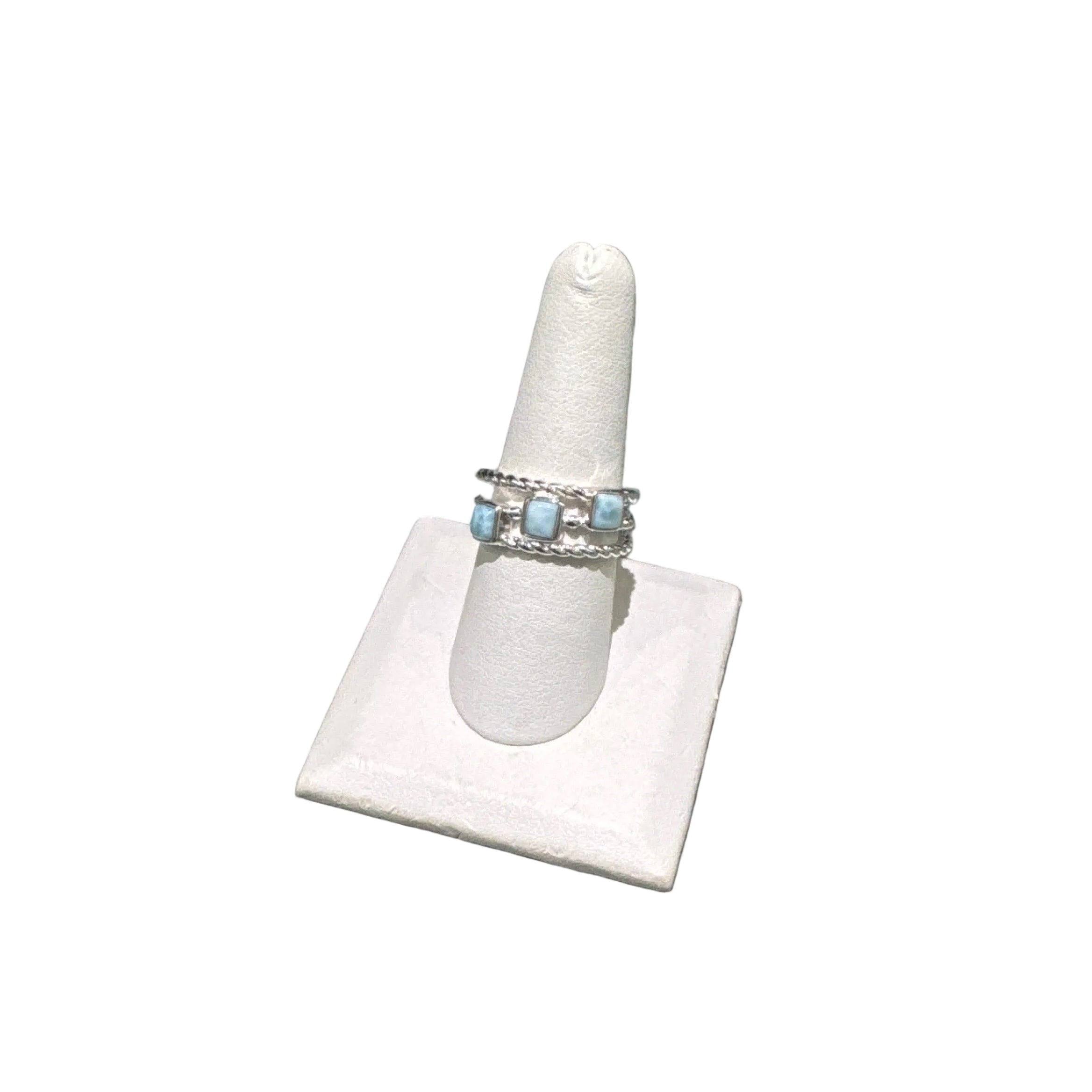 Dune Square Boho Ring Larimar Sz 8