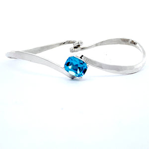 Tom Kruskal Sterling Silver Folds Bracelet with Blue Topaz