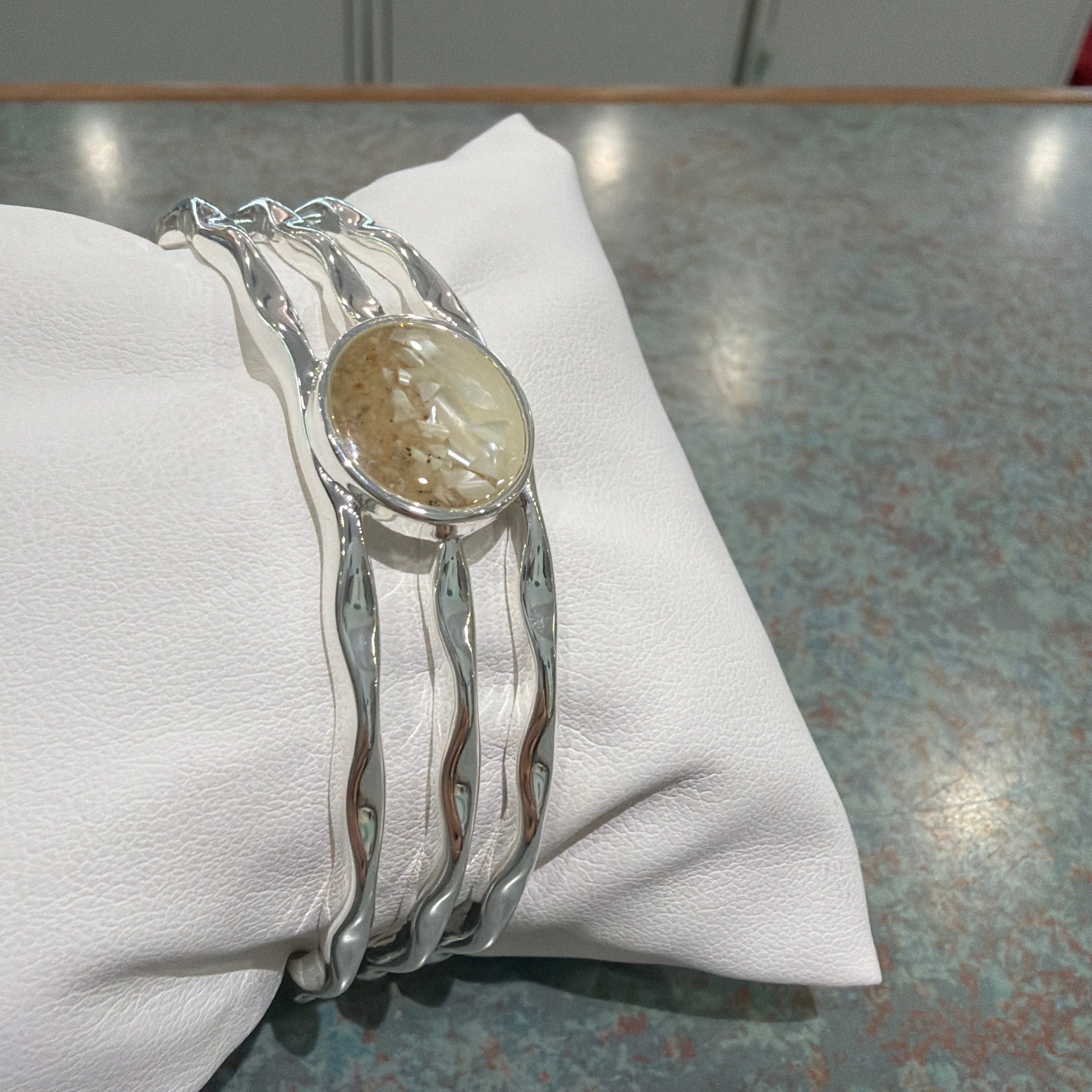 Dune Ripple Cuff Bracelet Mother Of Pearl