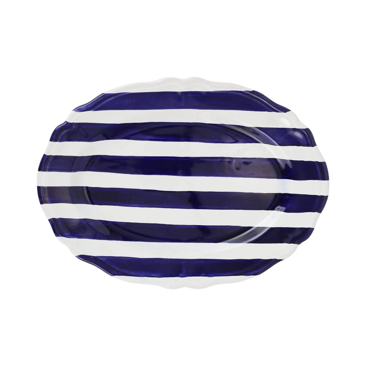 Vietri Amalfi Cobalt Stripe Oval Platter