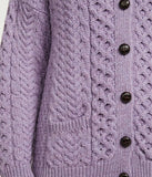 Aran Woolen Mills Achill Island Ladies Aran  Cardigan Lavender Lg